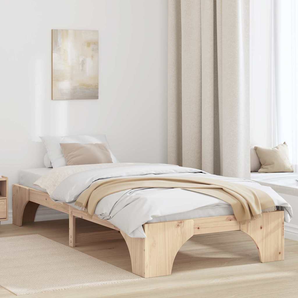 Krevetna konstrukcija Prirodna 75 x 190 cm Čvrsto borovo drvo