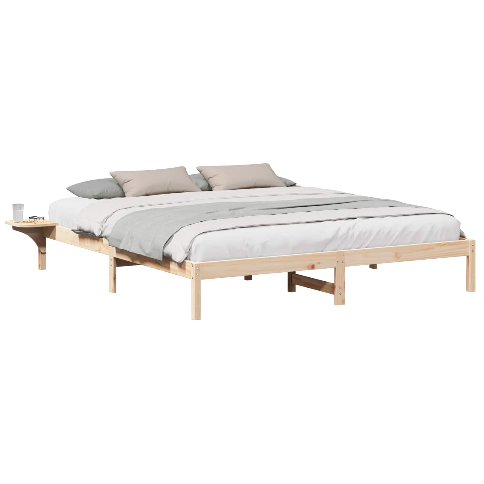 Krevetna konstrukcija Prirodna 200 x 200 cm Čvrsto borovo drvo