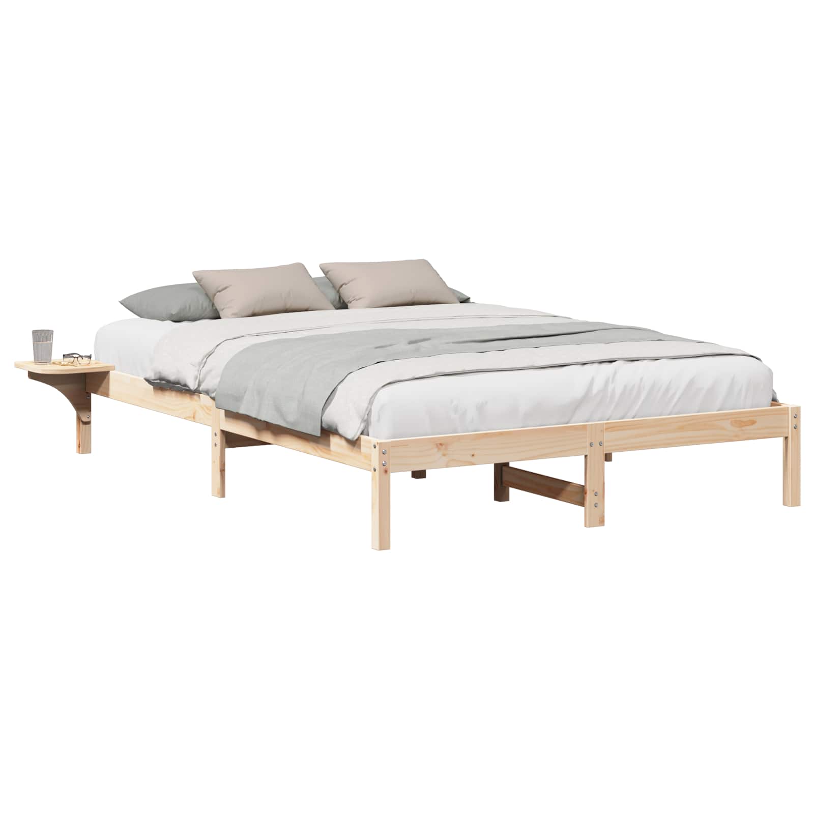 Krevetna konstrukcija Prirodna 150 x 200 cm Čvrsto borovo drvo