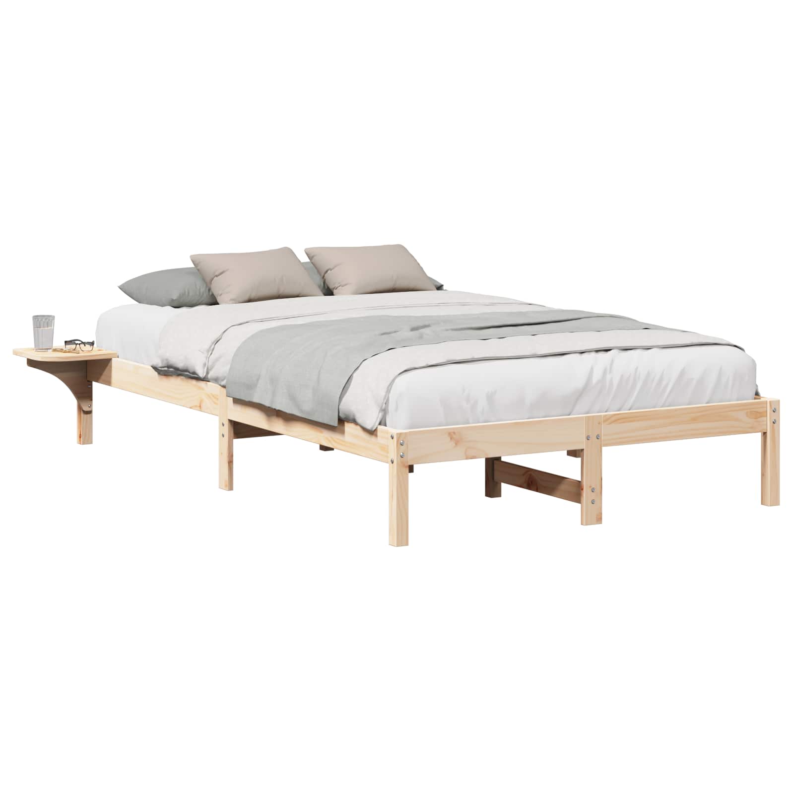 Krevetna konstrukcija Prirodna 140 x 190 cm Čvrsto borovo drvo