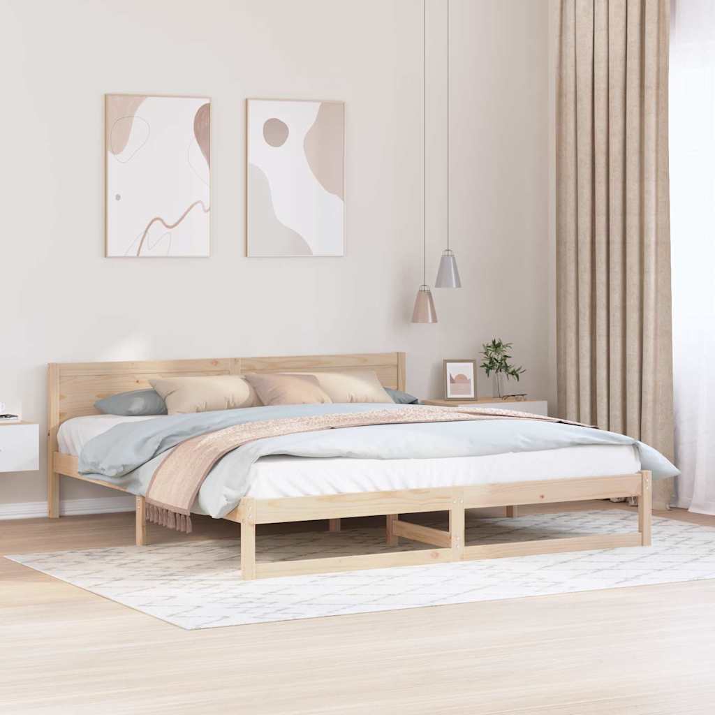 Krevetna konstrukcija Prirodna 200 x 200 cm Čvrsto borovo drvo
