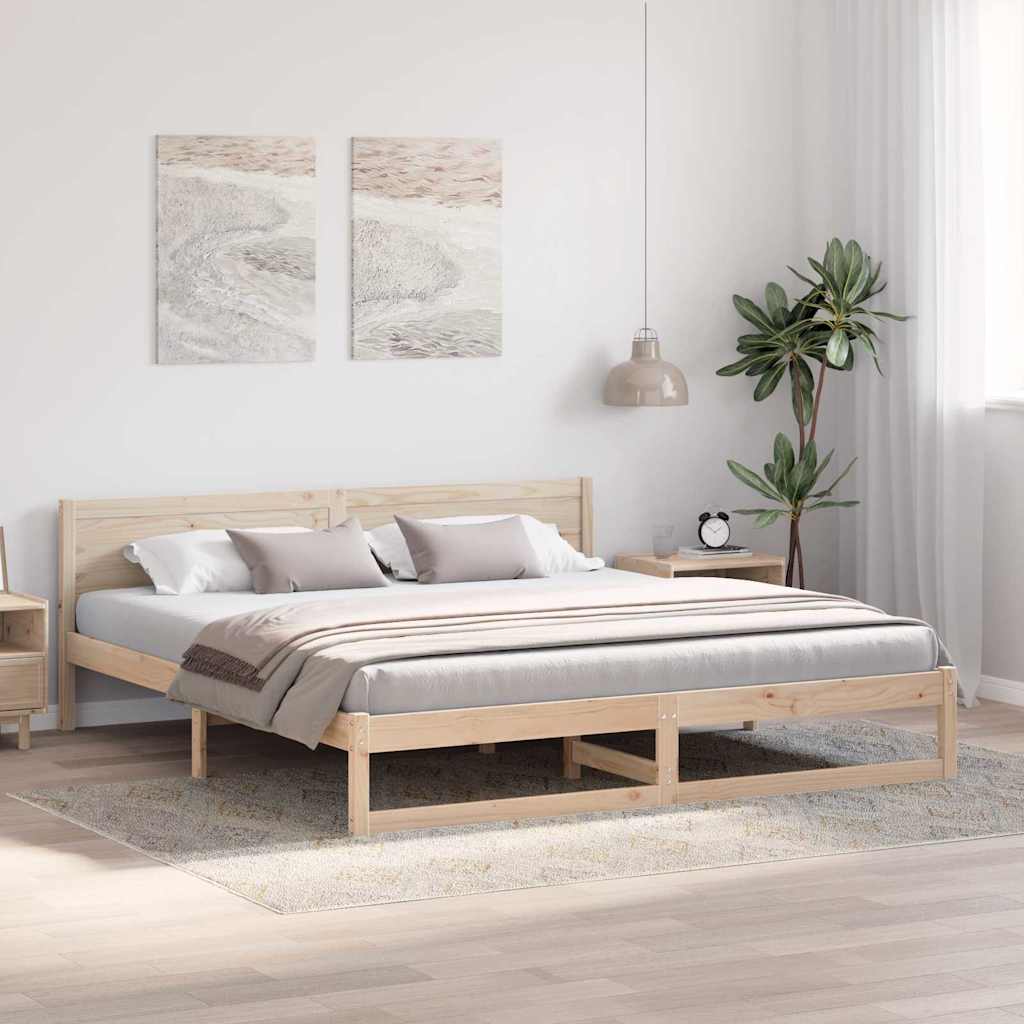 Krevetna konstrukcija Prirodna 200 x 200 cm Čvrsto borovo drvo