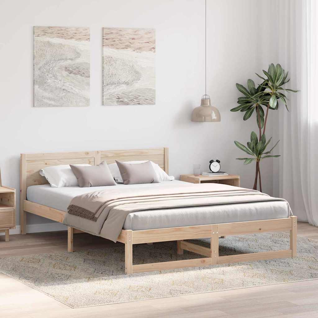 Krevetna konstrukcija Prirodna 140 x 200 cm Čvrsto borovo drvo