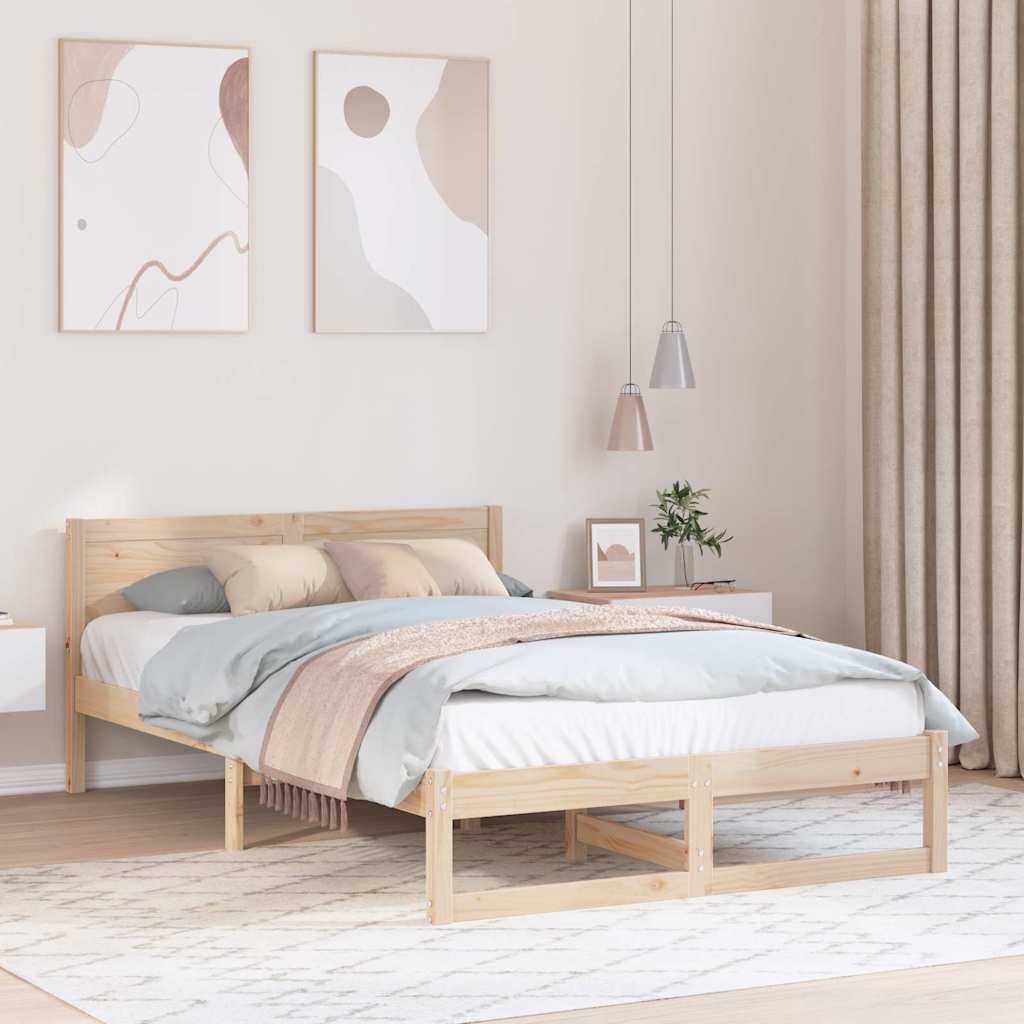 Krevetna konstrukcija Prirodna 135 x 190 cm Čvrsto borovo drvo