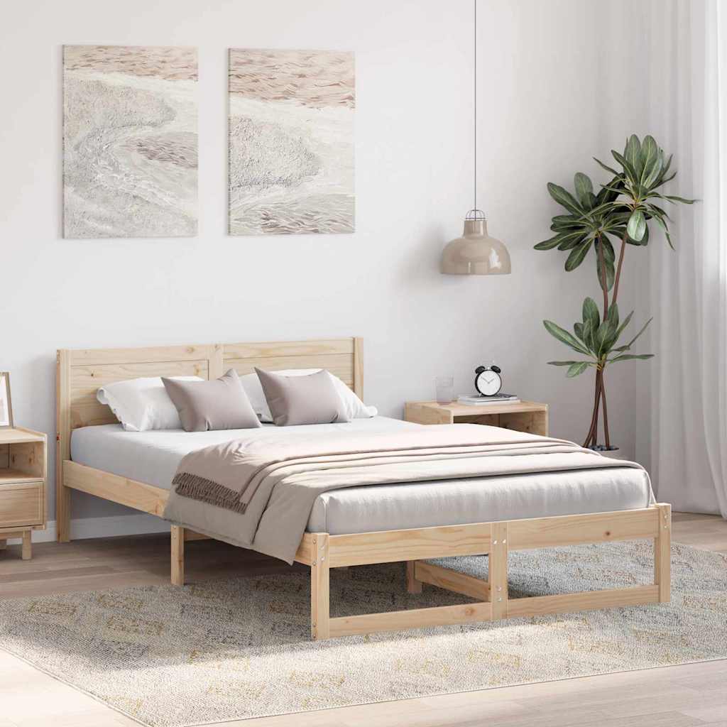 Krevetna konstrukcija Prirodna 120 x 190 cm Čvrsto borovo drvo