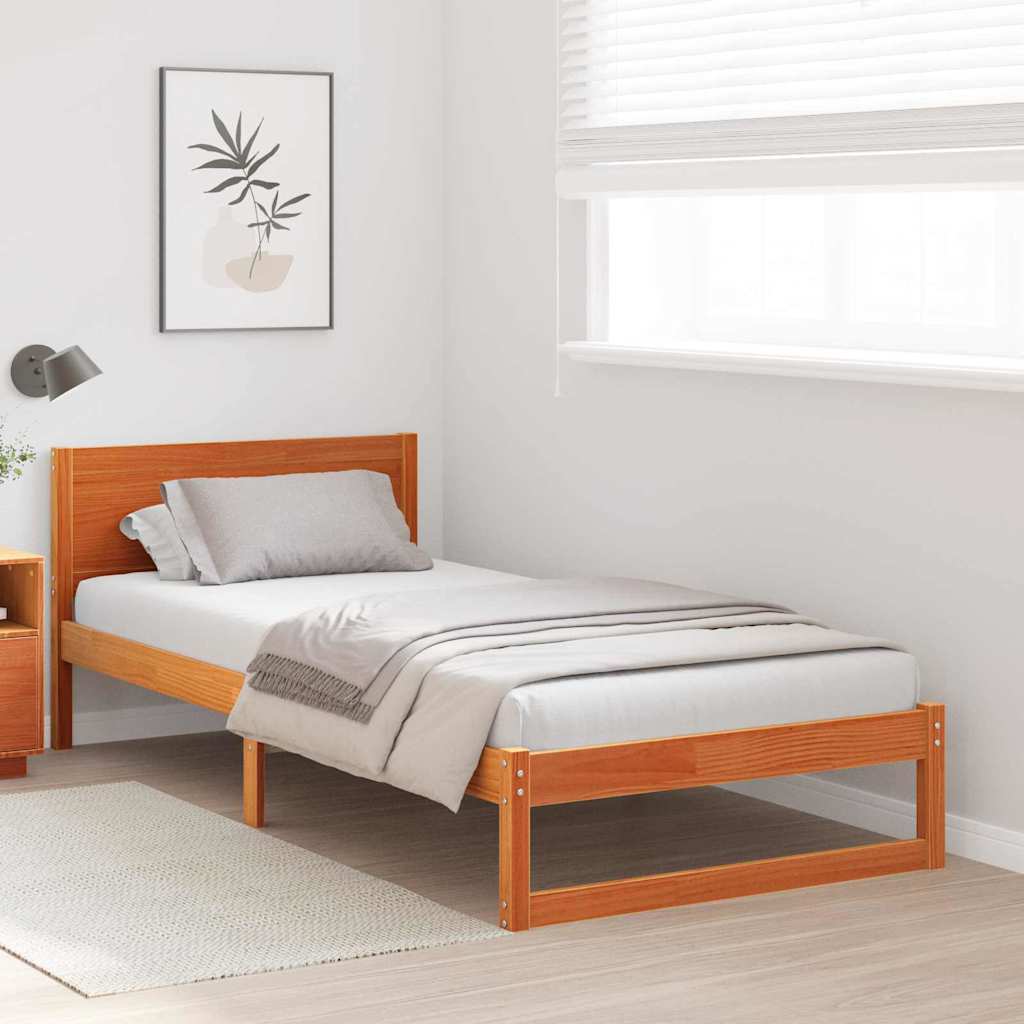 Krevetna konstrukcija s uzglavljem Vosak smeđa 90 x 200 cm
