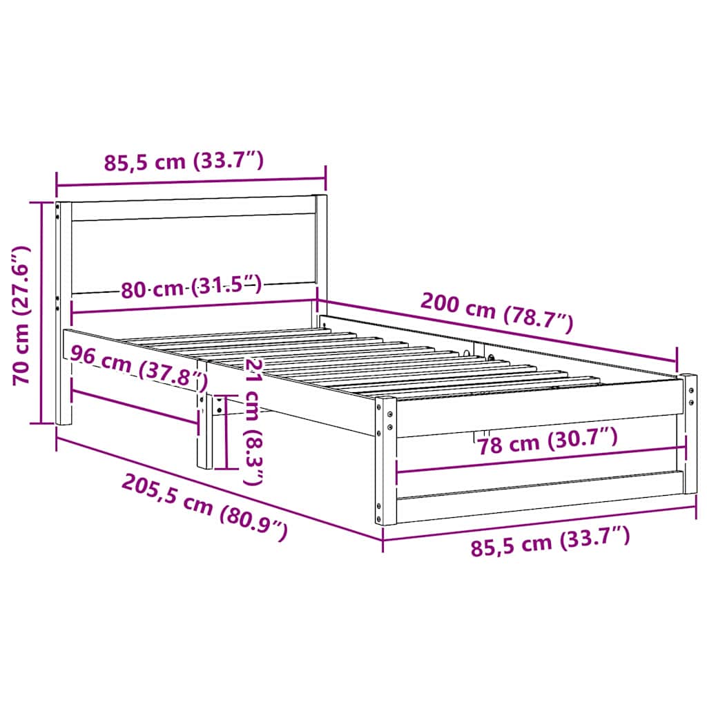 Krevetna konstrukcija s uzglavljem Vosak smeđa 80 x 200 cm