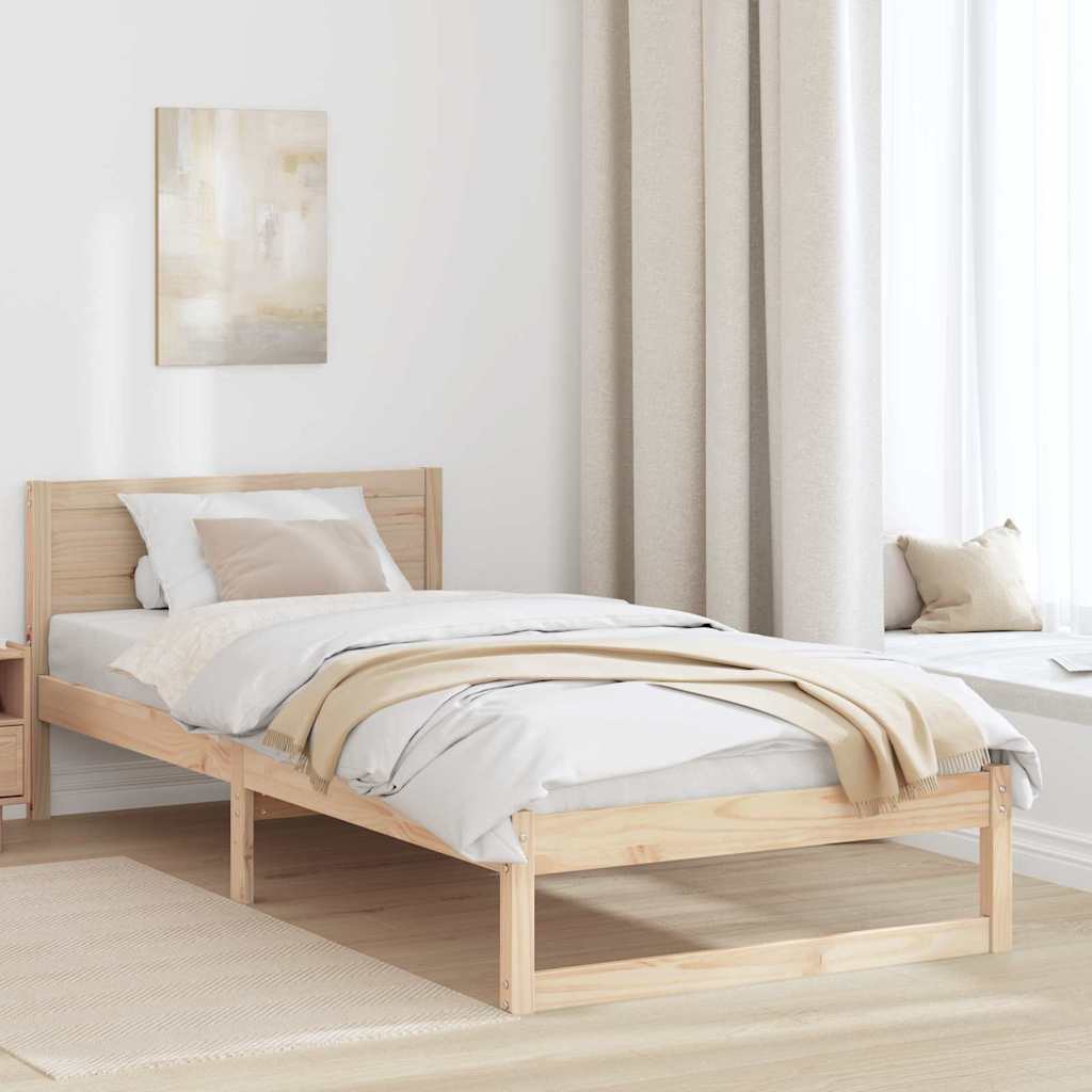 Krevetna konstrukcija Prirodna 90 x 190 cm Čvrsto borovo drvo
