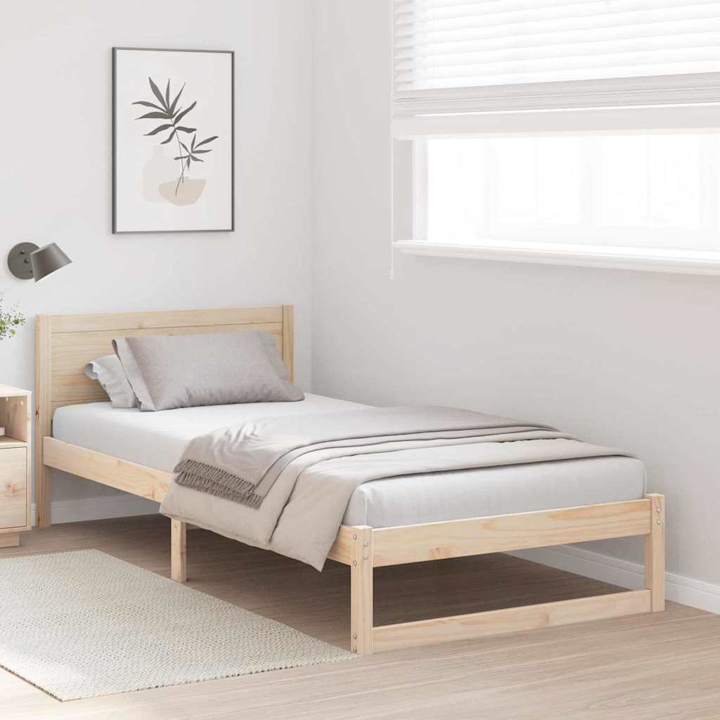Krevetna konstrukcija Prirodna 90 x 190 cm Čvrsto borovo drvo