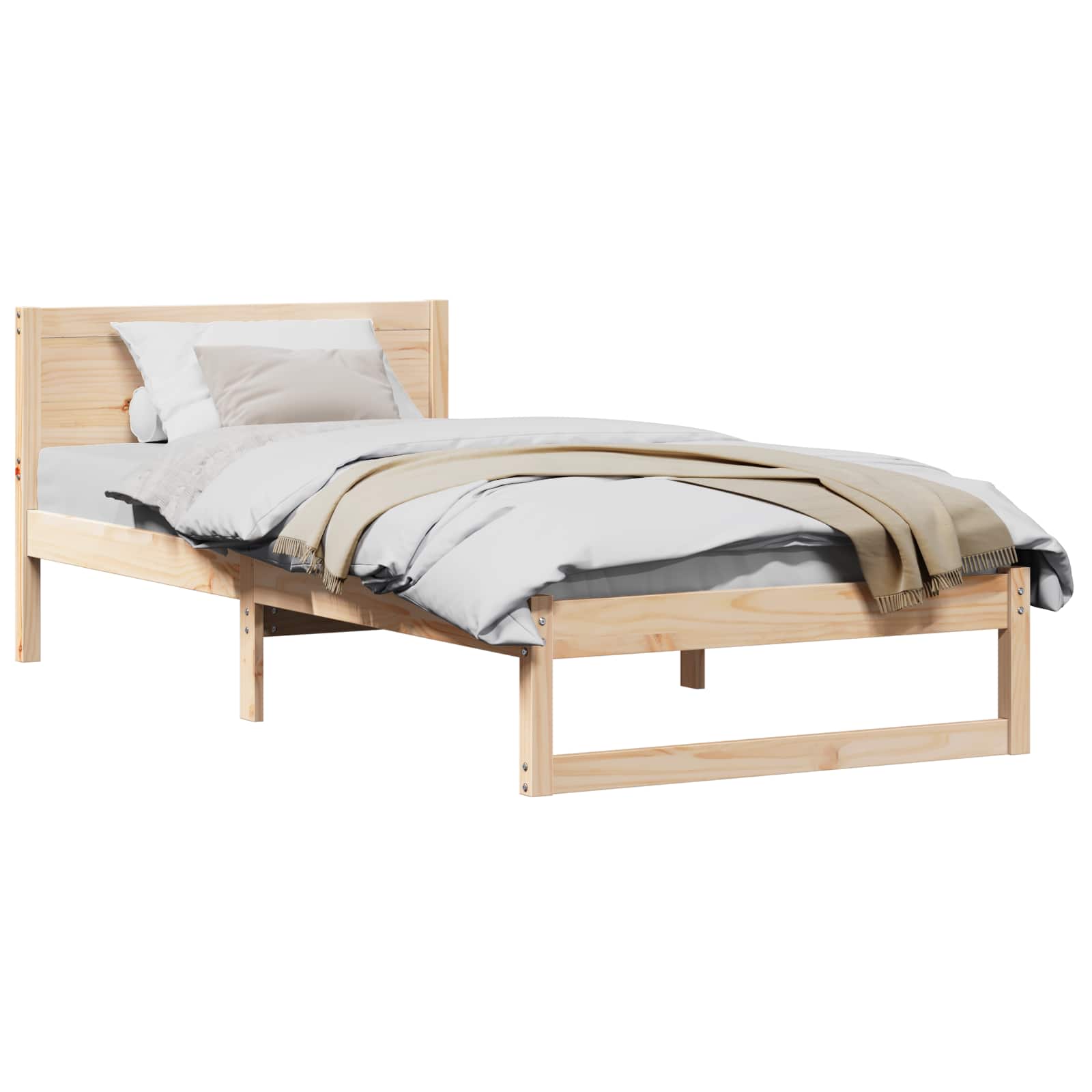 Krevetna konstrukcija Prirodna 75 x 190 cm Čvrsto borovo drvo