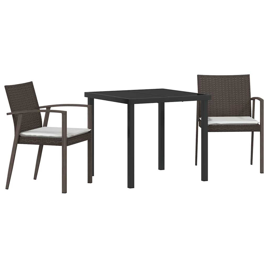 Vrtni set za objed 3 pcs Smeđa i crna PE ratan