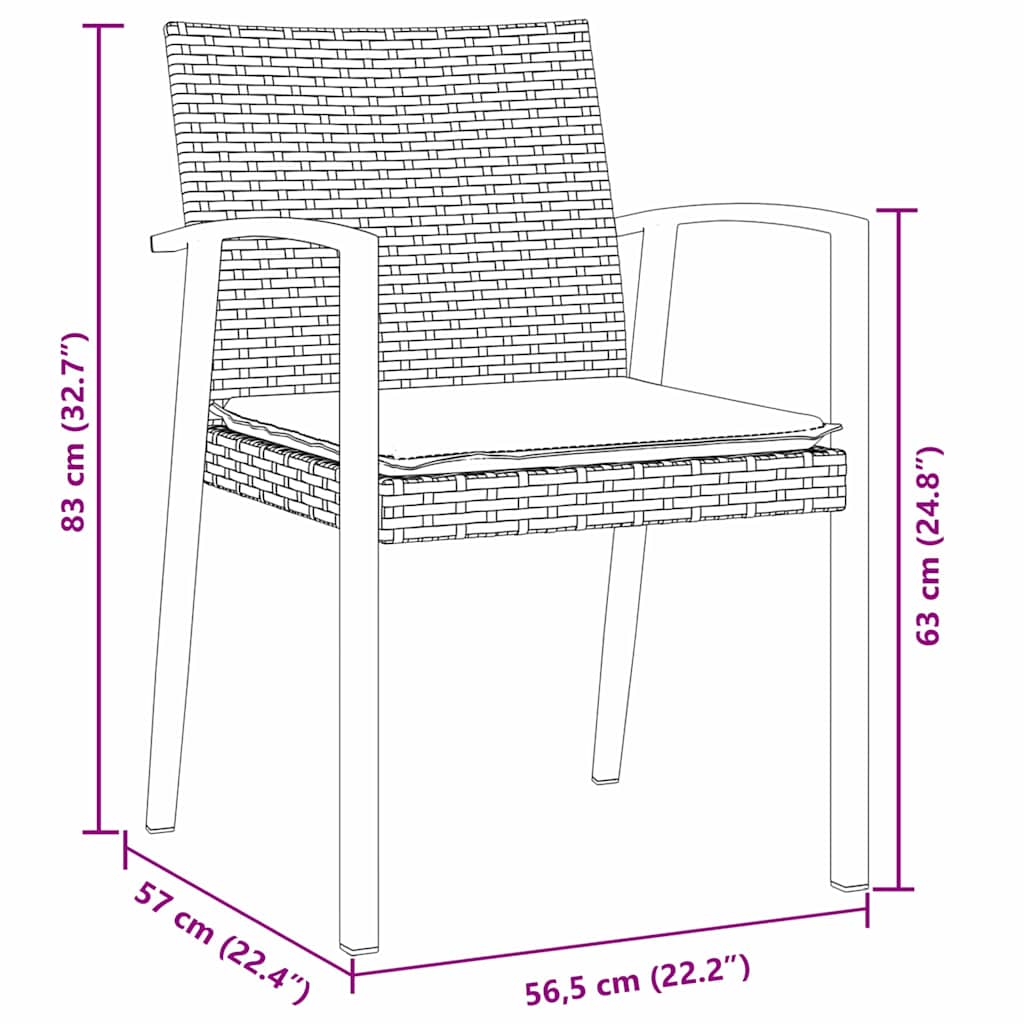 Vrtni set za objed 5 pcs Smeđa i crna PE ratan