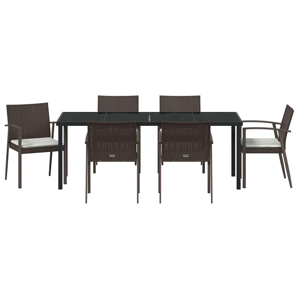 Vrtni set za objed 7 pcs Smeđa i crna PE ratan