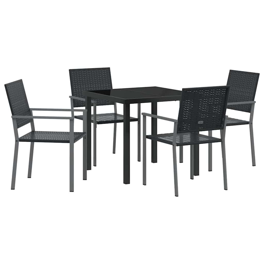 Vrtni set za objed 5 pcs Crna PE ratan