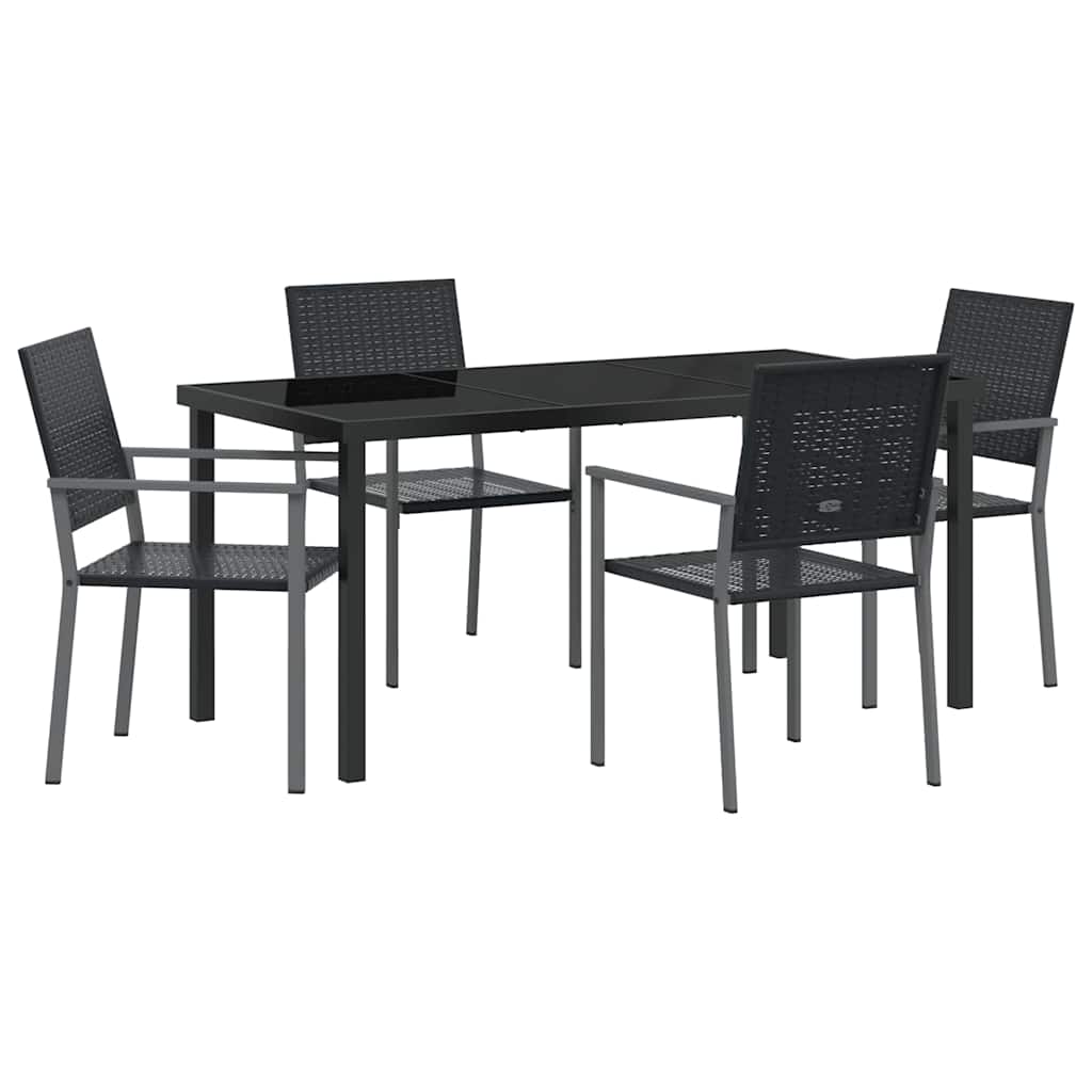Vrtni set za objed 5 pcs Crna PE ratan