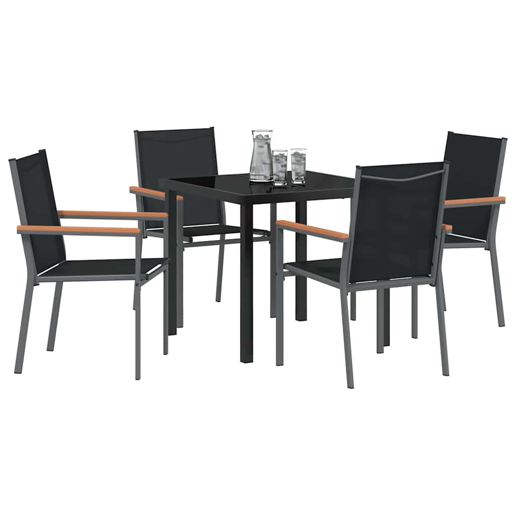 Vrtni set za objed 5 pcs Crna Čelik s prahom