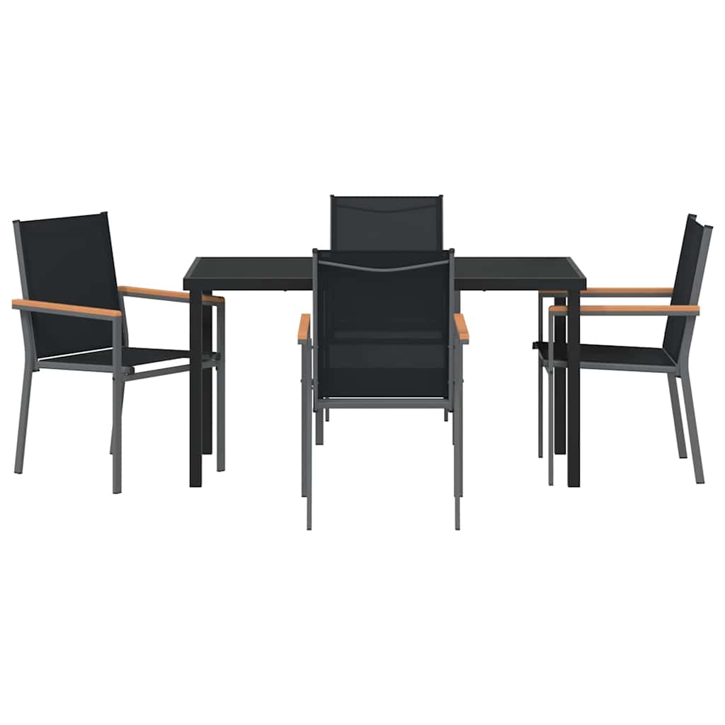 Vrtni set za objed 5 pcs Crna Čelik s prahom