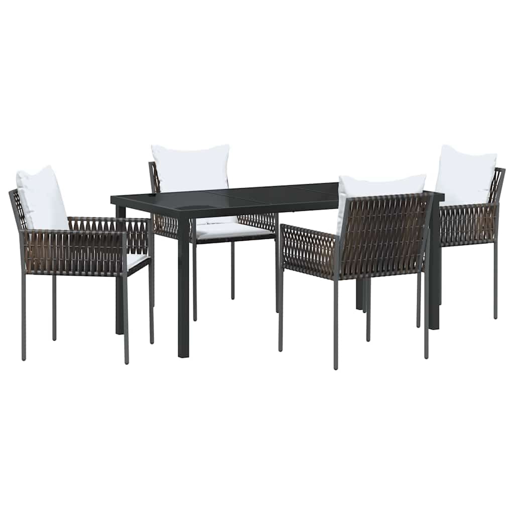 Vrtni set za objed 5 pcs Smeđa i crna PE ratan