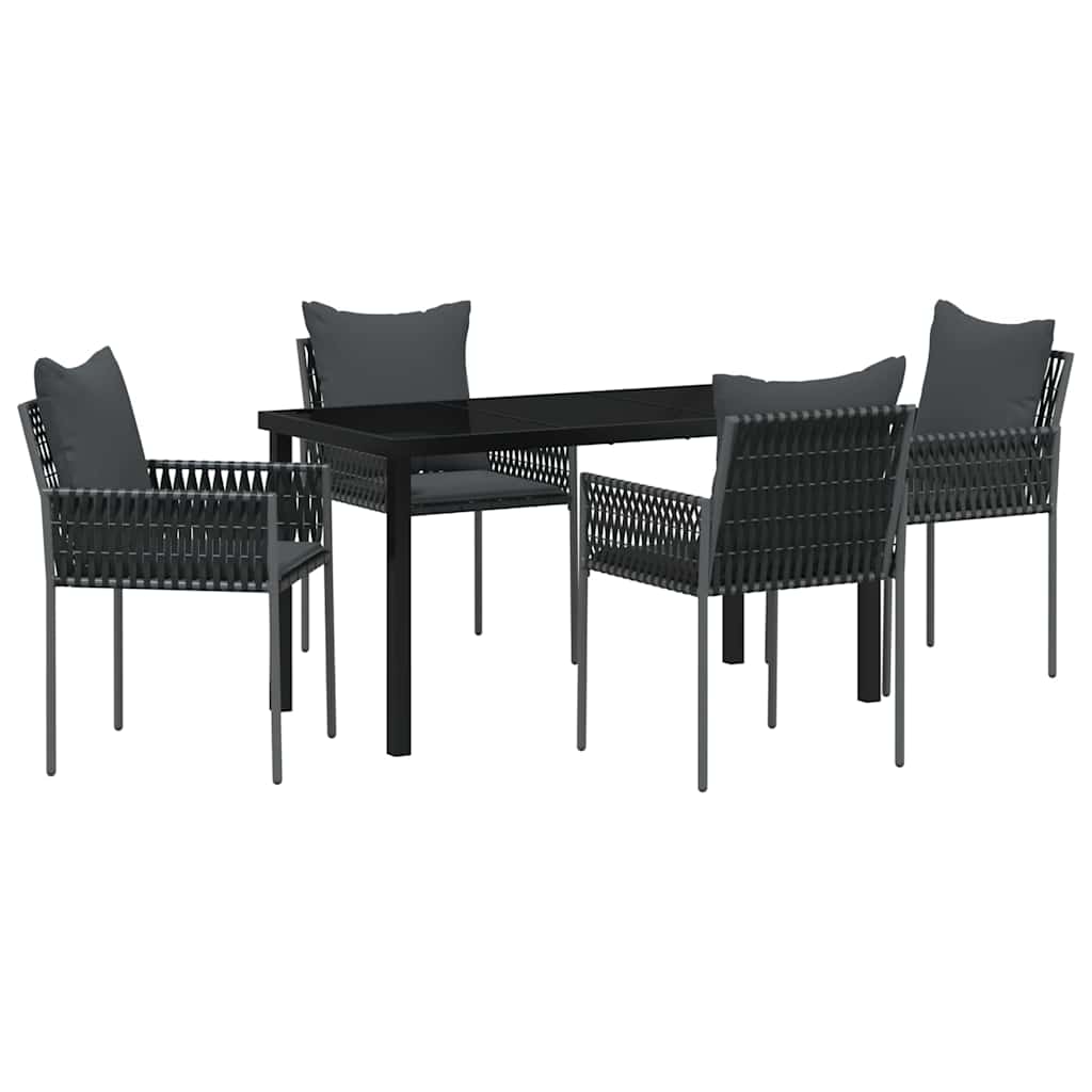 Vrtni set za objed 5 pcs Crna i Siva PE ratan