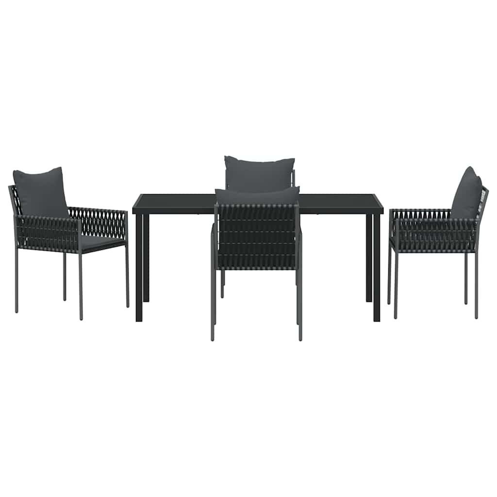 Vrtni set za objed 5 pcs Crna i Siva PE ratan