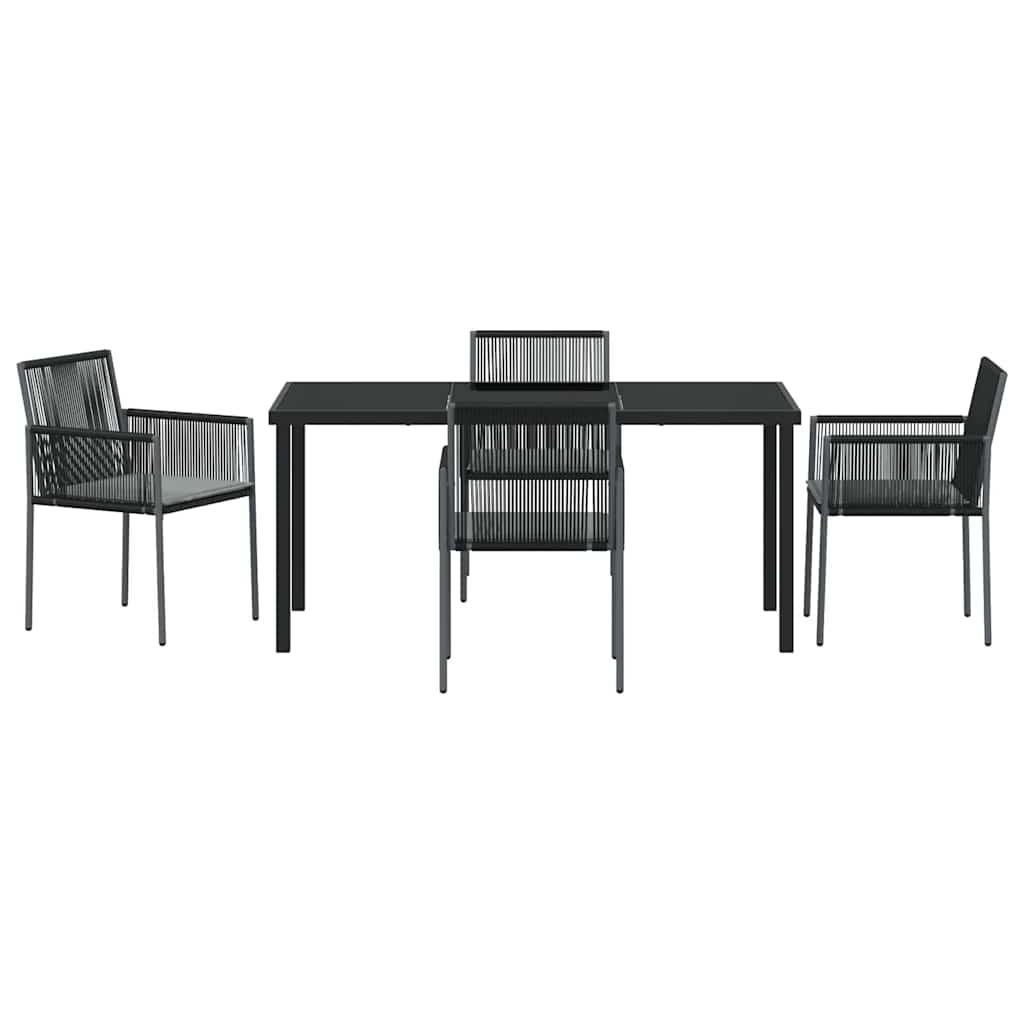 Vrtni set za objed 5 pcs Crna PE ratan