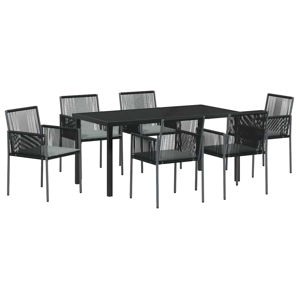 Vrtni set za objed 7 pcs Crna PE ratan