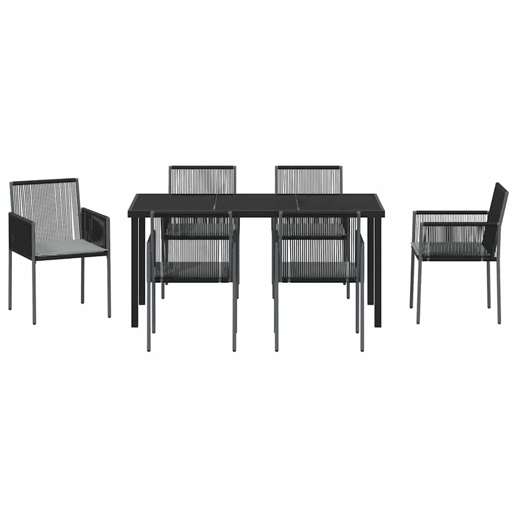 Vrtni set za objed 7 pcs Crna PE ratan