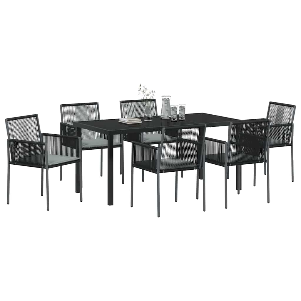Vrtni set za objed 7 pcs Crna PE ratan