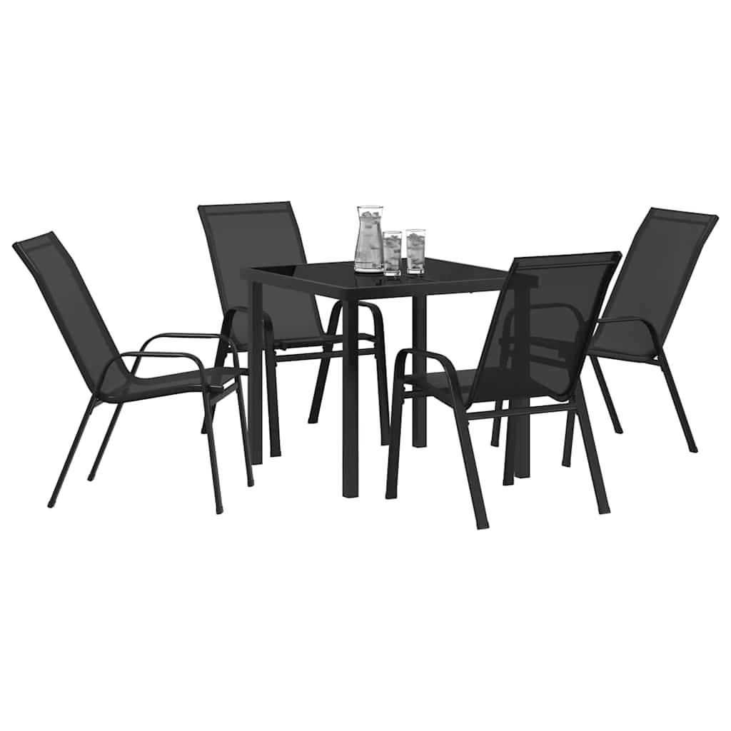 Vrtni set za objed 5 pcs Crna Čelik s prahom