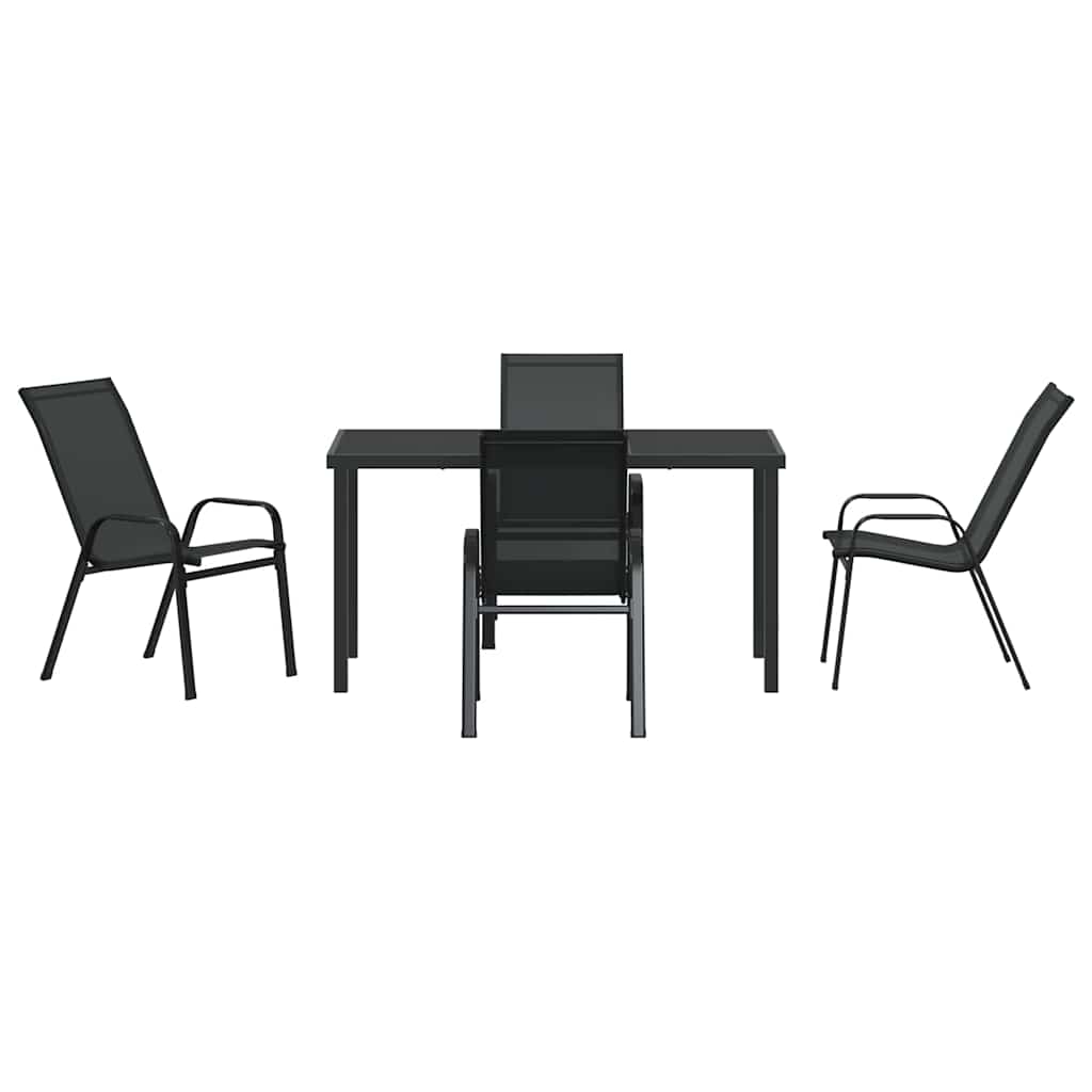 Vrtni set za objed 5 pcs Crna Čelik s prahom