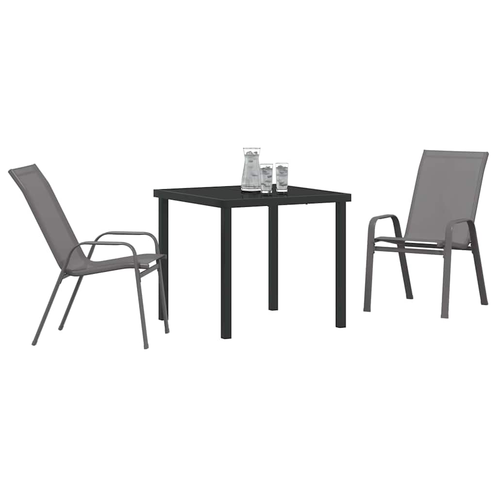 Vrtni set za objed 3 pcs Siva i crna Čelik s prahom