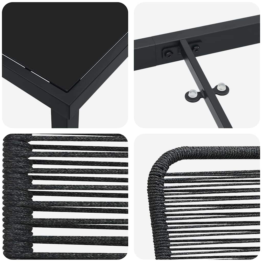 Vrtni set za objed 5 pcs Crna Čelik s prahom premazan