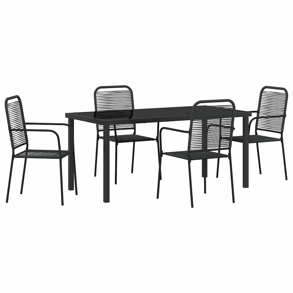 Vrtni set za objed 5 pcs Crna Čelik s prahom premazan