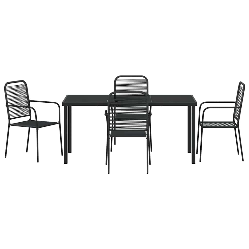 Vrtni set za objed 5 pcs Crna Čelik s prahom premazan
