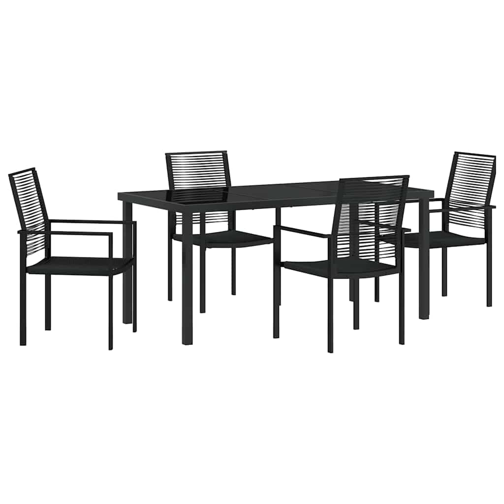Vrtni set za objed 5 pcs Crna Čelik s prahom premazan