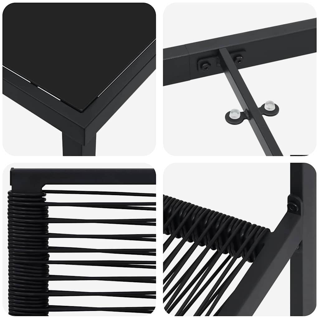 Vrtni set za objed 7 pcs Crna Čelik s prahom premazan