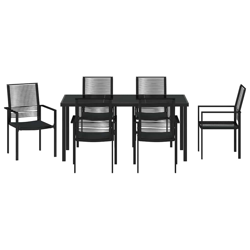 Vrtni set za objed 7 pcs Crna Čelik s prahom premazan