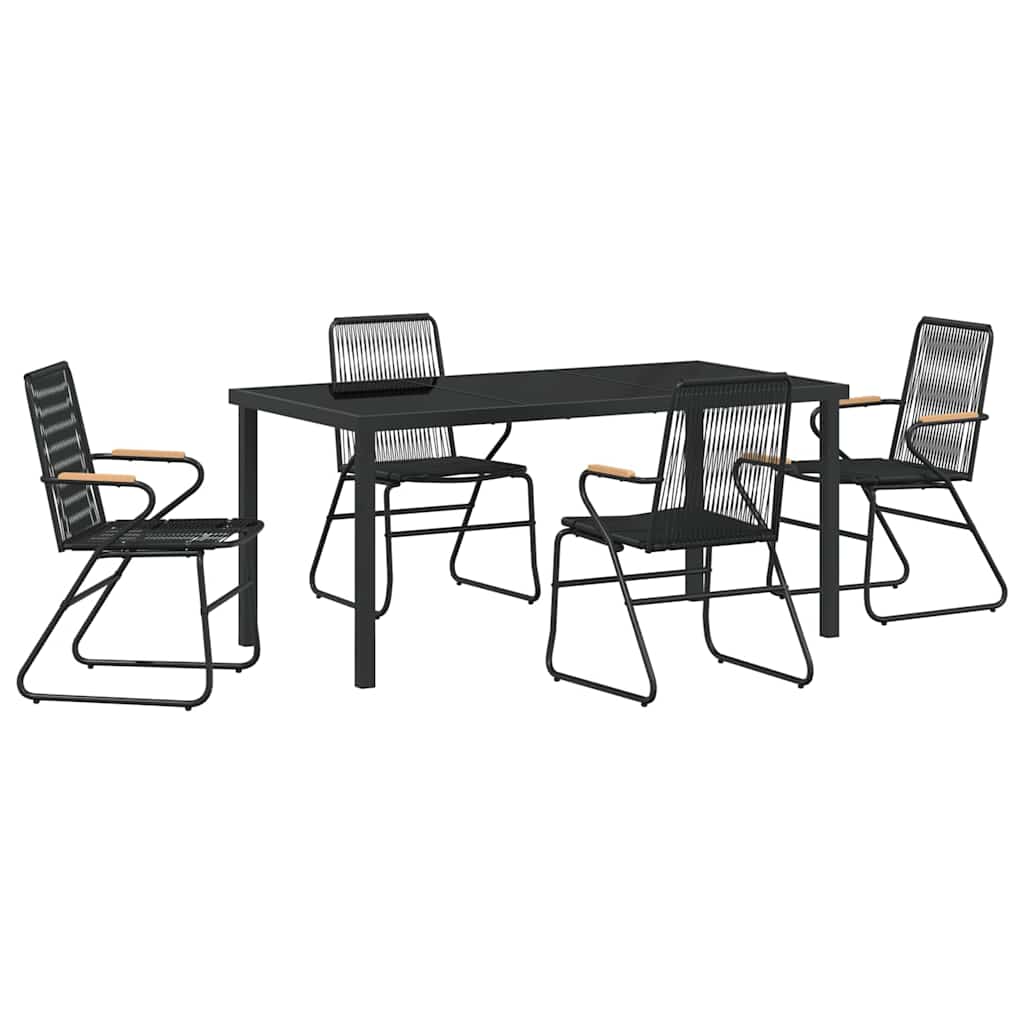 Vrtni set za objed 5 pcs Crna Čelik s prahom premazan