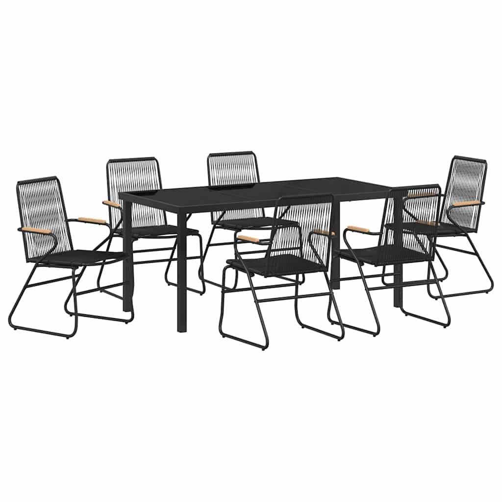 Vrtni set za objed 7 pcs Crna Čelik s prahom premazan