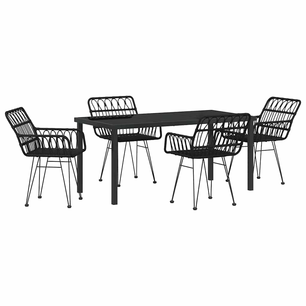 Vrtni set za objed 5 pcs Crna Čelik s prahom premazan
