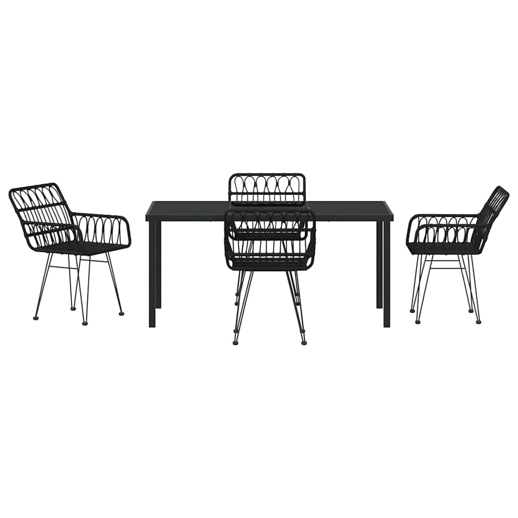 Vrtni set za objed 5 pcs Crna Čelik s prahom premazan