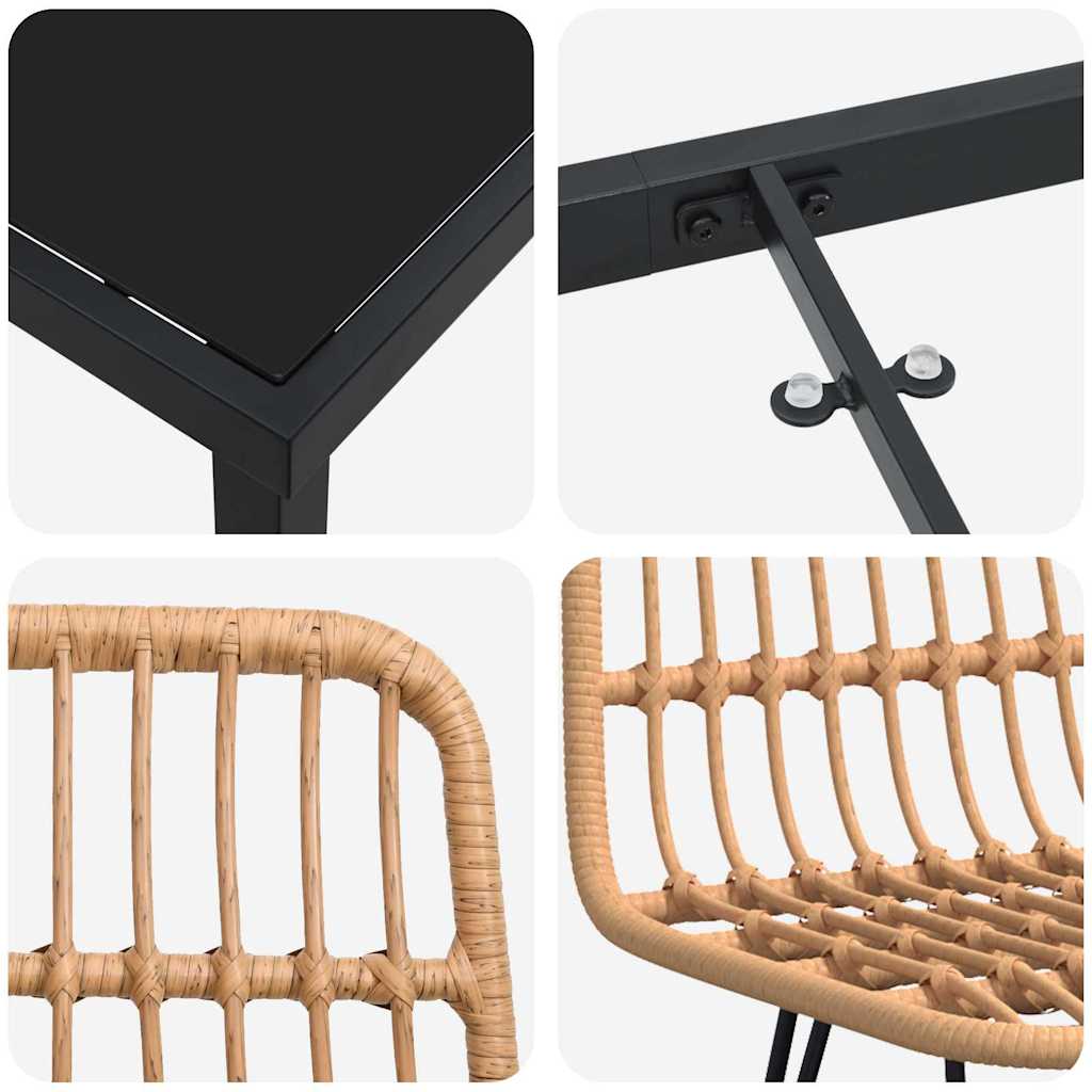 Vrtni set za objed 3 pcs Smeđa Čelik s prahom premazan