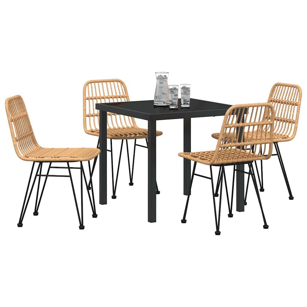 Vrtni set za objed 5 pcs Smeđa Čelik s prahom premazan