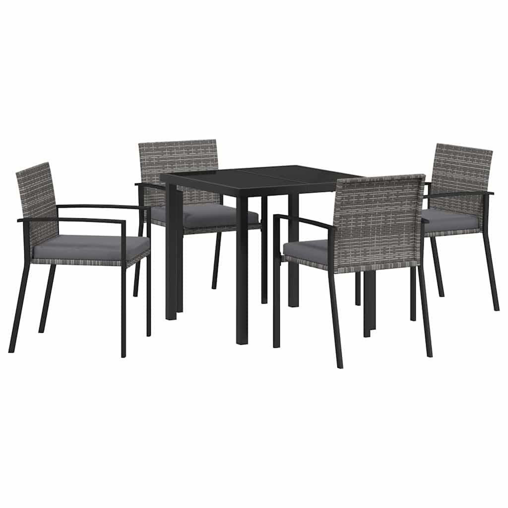 Vrtni set za objed 5 pcs Siva Čelik s prahom premazan