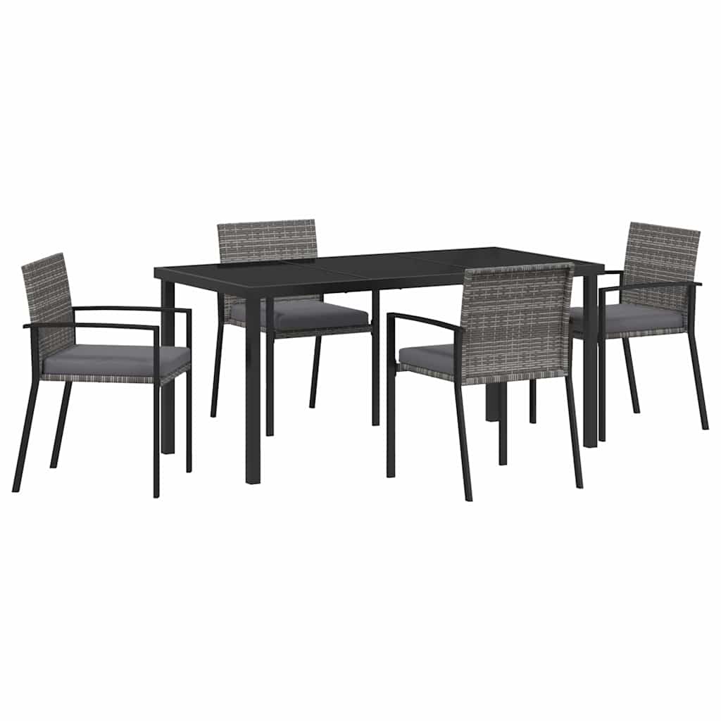 Vrtni set za objed 5 pcs Siva Čelik s prahom premazan