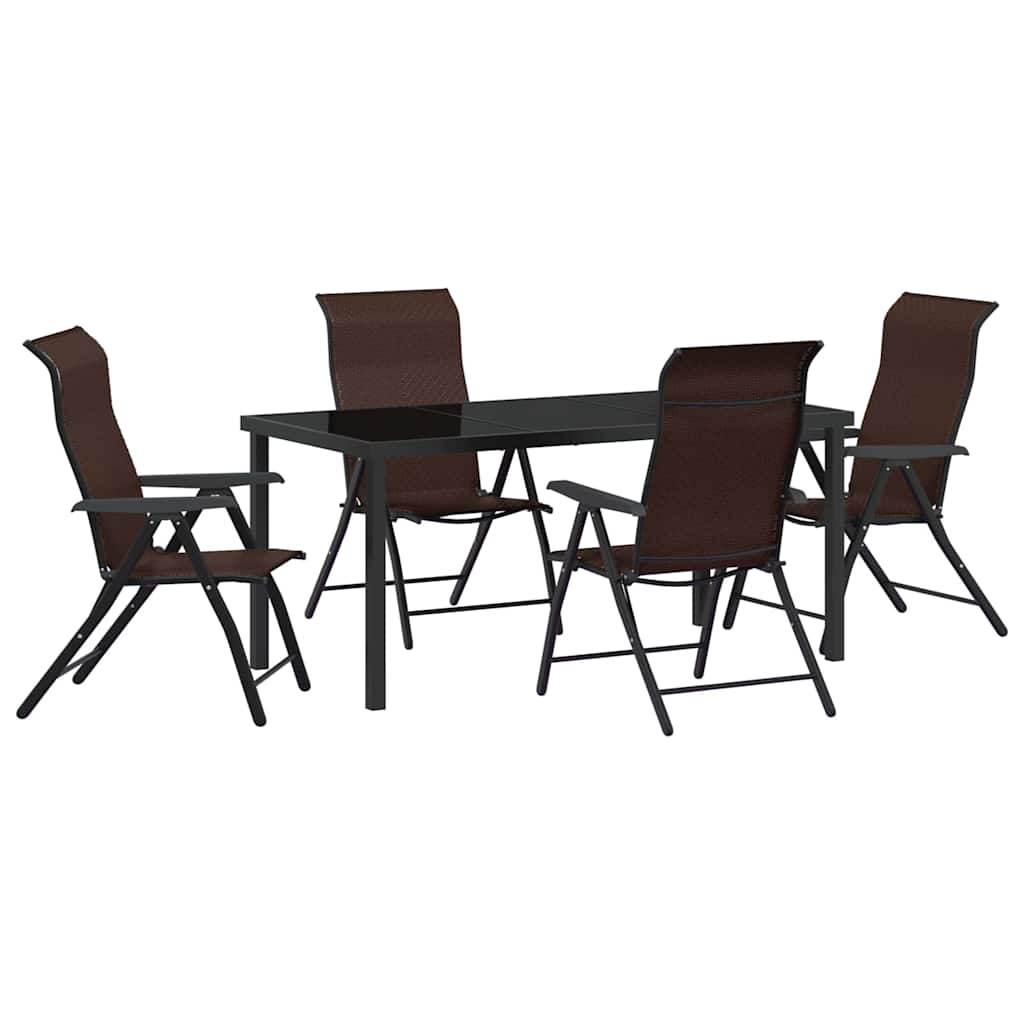 Vrtni set za objed 5 pcs Smeđa Čelik s prahom premazan
