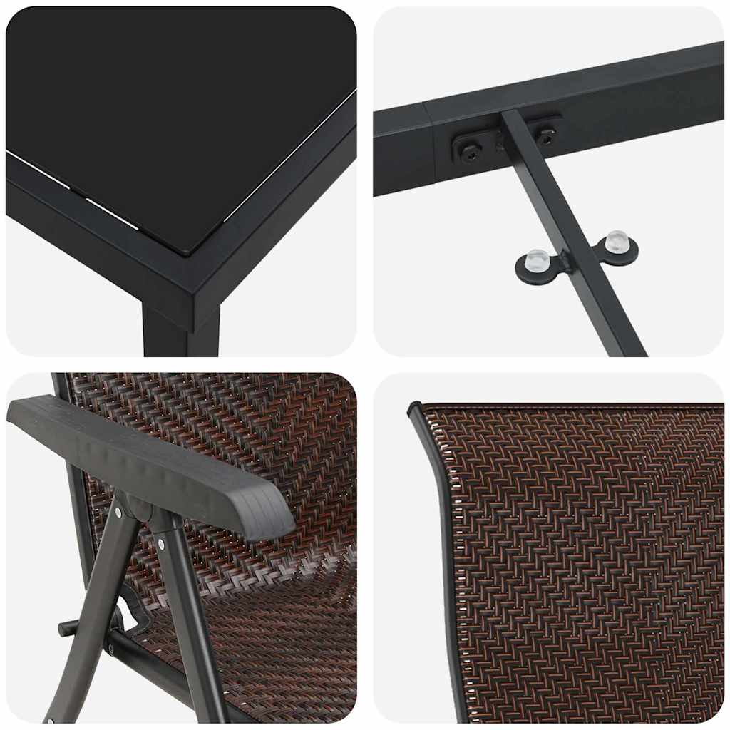 Vrtni set za objed 7 pcs Smeđa Čelik s prahom premazan