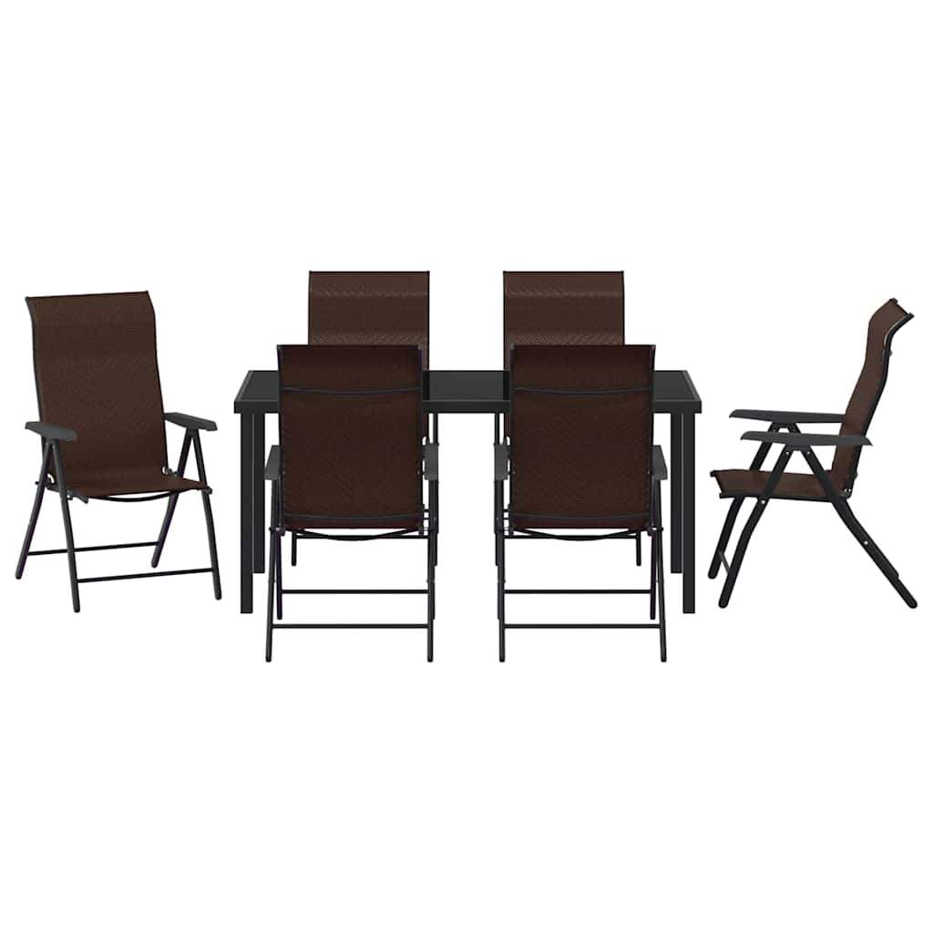 Vrtni set za objed 7 pcs Smeđa Čelik s prahom premazan