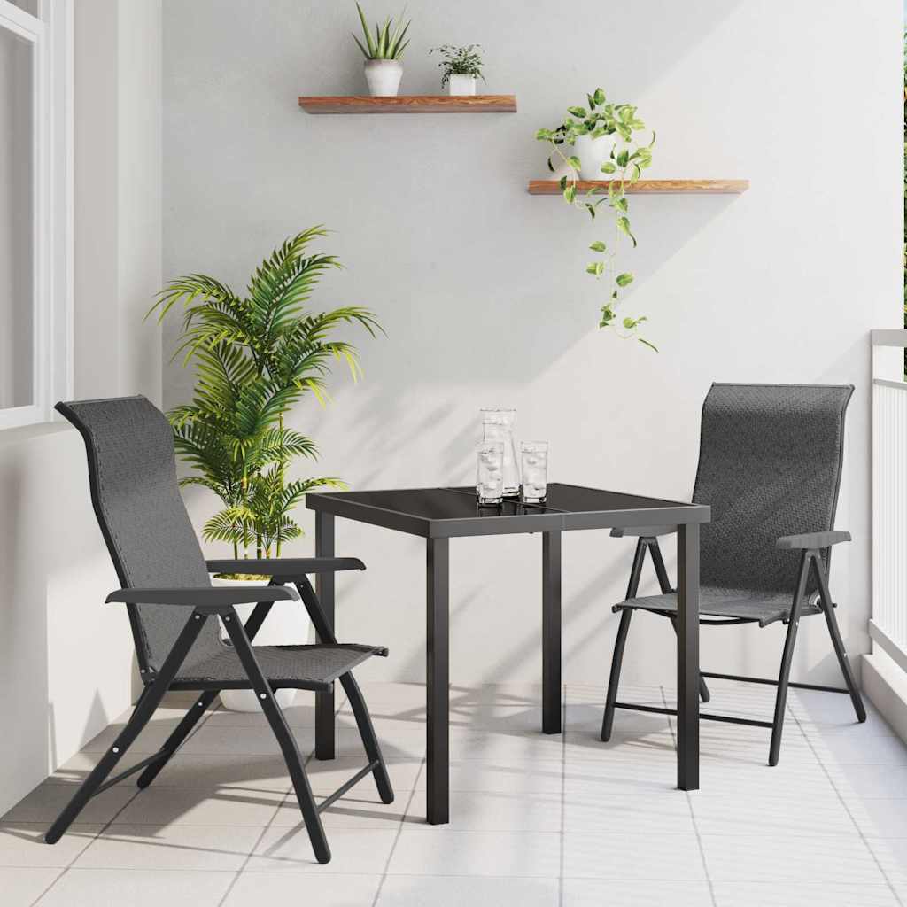 Vrtni set za objed 3 pcs Siva Čelik s prahom premazan