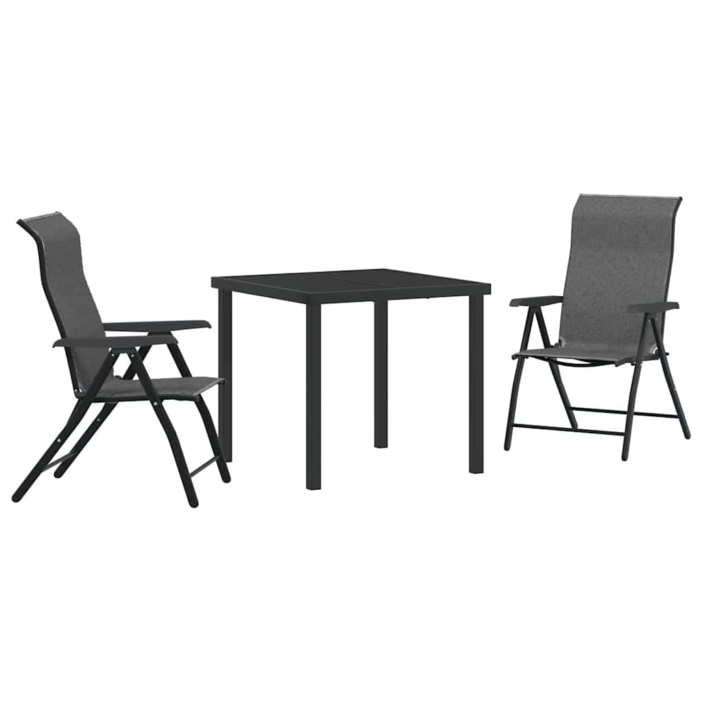 Vrtni set za objed 3 pcs Siva Čelik s prahom premazan